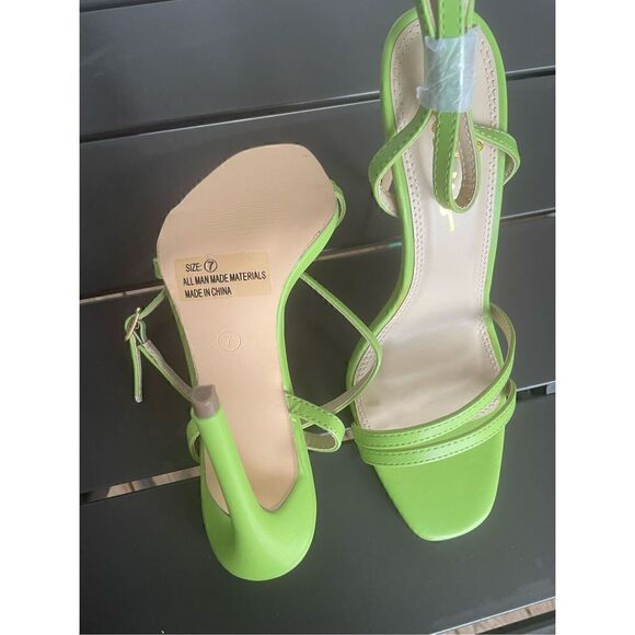 New Lulus Lianya Green Ankle Strappy Wrap Stiletto Shoes Size 7 - Picture 6 of 11